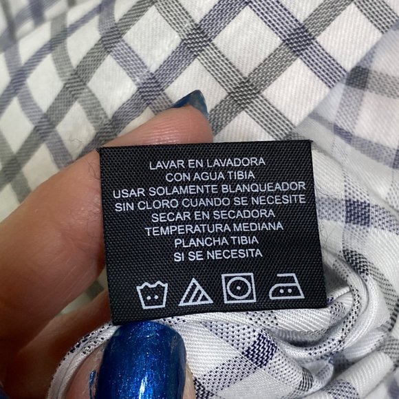 JHane Barnes JHB Men's button up cotton gray blue white shirt plaid slim fit L - Picture 11 of 13